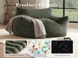 Modern Minimalist Bean Bag Sofa Chair with Armrests and Backrest for Living Room Leisure Gaming V1341-ZY-3EY3GEYL-WHITE