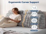Giselle Wedge Pillow Headboard, Easy Wash Zipper Cover & Anti-Flat Foam, Couch Lumbar Support for HBP-VRNECK-COR-GY-D