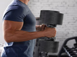 Powertrain Eon Dial Up 90KG Adjustable Dumbbells Pair with Stand - Black DMB-B14-045-2-STD