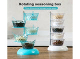 Kitchen Seasoning Bottles Boxes Plastic Frame Rotating Condiment Storage Rack-Light Blue 4 Layers V1263-JX-278