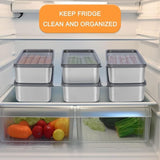 Bacon Container for Refrigerator,2 Pack Holder for Fridge, Deli Meat Box,304SS Airtight Food Storage V1366-AZ2-W-02984