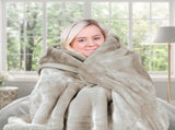 Laura Hill 600-GSM Mink Blanket Queen Size Double-Sided Soft Plush Bed Faux Throw Rug Beige MINK-BE