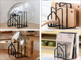 1Pc Black Cutting Board Rack with Groove Design for Kitchen Pot Lid Storage and Organizer V1366-AZ2-W-23085