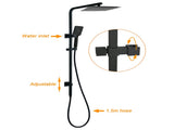 Matt Black Dual Shower Square 10" Rain Head 3 Modes Handheld Silde Rail Arm Set V1233-C6202BHS002M4CBSS1001B