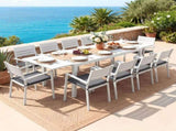 Gardeon Outdoor Dining Set 11PCS Aluminum Extendable Table and Chairs Patio Furniture White FF-DINING-11ALU-WH-ABCD