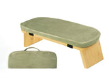 Green Foldable Wooden Meditation Stool Padded Cushion 45x21cm - Portable Yoga Kneeling Bench V888-ELOSUNG38817