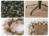 Christabelle 1.2m Pre-Lit LED Tree 61cm Alpine Snow Wreath Prelit 2.74m Alpine Snow Christmas G CMB-JFA120LED-WGP