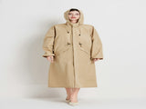 Size M Khaki Women's Chic Lightweight Waterproof Raincoat - Long Hooded Packable Rain Jacket with V888-ELOSUNG32621
