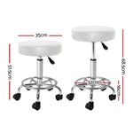 Artiss 2x Salon Stool Round Swivel Chair White SALON-B-RD-WHX2