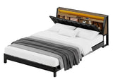 Artiss Queen Bed Frame LED Storage Headboard with Charging Station Black BFRAME-H-JINA-Q-BK-ABC