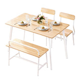 Artiss Dining Table and Chairs Set of 4 Bench Kitchen Furniture Natural and White DSET-D-BH10-OA