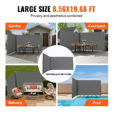 VEVOR Side Awning, 79''x 236'' Outdoor Privacy Screen, 180g Polyester Water-proof V952-KSSCP200X600QPNQGV0