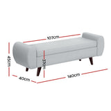 Artiss Storage Ottoman Blanket Box Armrest 140cm Grey OTM-RTA-07-ARM-GY-AB