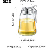 Elegant Glass Syrup Dispenser Jar with No-Drip Pump, for Honey and Maple, 10oz V1370-AZ4-15920