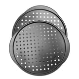 2pcs Non Stick Pizza Pan with Holes Carbon Steel Black for Restaurants V1366-AZ2-W-19330