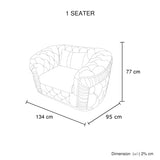 1 Seater Sofa Beige Velvet Fabric Solid Wood construction Gold Stainless Steel Trim V43-SOF-DUK1SBG