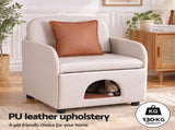 Artiss Armchair PU Leather Pet Accent Lounge Chair Cushion Beige UPHO-J-ARM-PU-BG