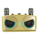 Wireless Bluetooth Karaoke Speaker with 2 Microphone Home KTV Set Gold V1263-JX-6966-3