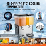 VEVOR Commercial Beverage Dispenser 18L x 2 Tanks Cold Juice Ice Drink Dispenser V952-SYYLJJBSJXS172LLCV3