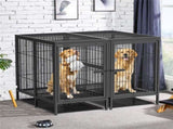Giant Dog Cage Indoor Outdoor Super-Hard Metal Kennel Pet Playpen W Tray & Divider V767-P-XL139-A-G1