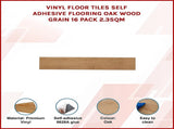 Vinyl Floor Tiles Self Adhesive Flooring Oak Wood Grain 16 Pack 2.3SQM V63-837141