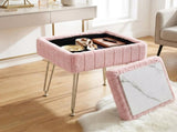 Artiss Storage Ottoman Vanity Foot Stool Pink FS-D-TED01-PK