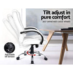 Artiss Executive Office Chair Leather Tilt White OCHAIR-G-9127-WH