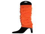 12 LEG WARMERS Knitted Womens Neon Party Knit Ankle Fluro Dance Costume 80s BULK - Fluro Orange V563-BR-12NNLEGWRMR-FLUORNG