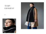Black Contrast Edge & Tassel Scarf - Chic Autumn/Winter Neckwear V888-ELOSUNG31028