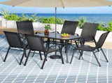 Gardeon 7PC Outdoor Dining Set Table and Chairs Patio Furniture Garden Bistro Set Black FF-DINING-120-7PCS-BK