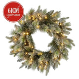 Christabelle 61cm Christmas Wreath Snowy Stamford Spruce with Coloured LED Lights Front Door De 112_NATSS61