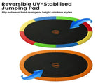 Kahuna 10 ft x 15 ft Oval Outdoor Trampoline w/ Basketball Set Reversible Rainbow & Orange Safe TRA-ZOV-1015-RBOR-BB