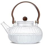 Glass Pumpkin Teapot, 30oz Borosilicate Glass Tea Kettle with Handle, Stovetop Safe Tea Maker, V1369-AZ3-W-08686