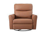 Artiss Swivel Recliner Chair PU Leather Rocking Reclining Sofa with Charging Ports LED Brown RECLINER-A21-LED-PU-BR