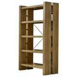 Adjustable Bookcase with Open Shelves, Rubberwood and Acacia Veneers, Indoor Use LSB-68976