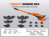 Pipe Tube Bender, 3/8" to 1" OD Manual Pipe Tube Bender with 7 Bending Dies, 180&deg Copper Aluminum V952-SDWGJCSGY7381K20RV0