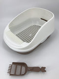 YES4PETS Large Portable Cat Toilet Litter Box Tray with Scoop and Grid Tray Brown V278-MSP-004-BROWN-W-ZW-0001