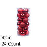 24Pcs Plastic Electroplated Festive Tree Decorations, Red 8cm Hangings to Upgrade Christmas Tree V1221-XM-LB4780-ZS118
