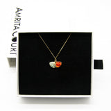 Gift Box - Aroma Necklace 925 Silver, Gold coated - Green Shell Sunset Coral V760-GBAJ - 15