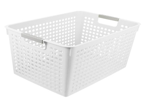 24x Premium Plastic Storage Basket Bulk w/ Grip Handles 31*22*17.8cm V563-PS3122-1BOX