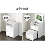 Artiss 2-in-1 Dressing Table Stool Set Bedside Table White FURNI-L-DRESS04-BS-WH-AB