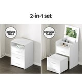 Artiss 2-in-1 Dressing Table Stool Set Bedside Table White FURNI-L-DRESS04-BS-WH-AB