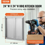 VEVOR BBQ Access Door, 610x610 mm Double Outdoor Kitchen Door, Stainless Steel Flush Mount Door, V952-SMABSCJMYS24Y71UBV0