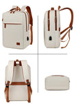 Beige Minimalist USB Charging Laptop Backpack - Elegant and Spacious Travel Bag V888-ELOSUNG12956