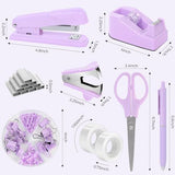 Desk Accessories, Stapler and Tape Dispenser Set,10PCS Office Supplies Set, Stapler, Tape Dispenser, V1107-121-47778-PNK-10PCS