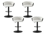 Artiss Bar Stool x4 Kitchen Dining Chair Counter Gaslift Woven Velvet Ivory BA-K-71096-BGX4