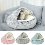 Light Brown Large PawfectFriend Cozy Burrowing Cave Pet Bed for Dogs Cats Kitten Plush Warm Soft V571-740111698849