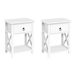 Artiss 2 X Bedside Table 1 Drawer with Shelf - EMMA White DRESS-D-BS-1DX2