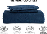 Navy Blue Embossed Haven Bedspread Coverlet 3 Piece Set V745-AC090550Q13U