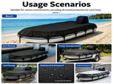 Trailerable 600D Oxford Pontoon Boat Cover, Comes with Separate Universal Outboard Motor Hood, V1188-MS-730-041
